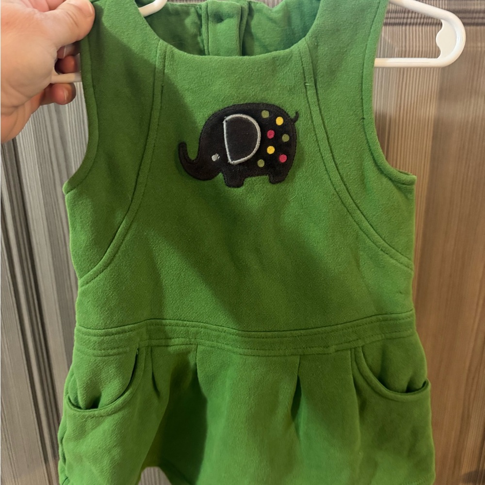 Vintage 2010 Gymboree Green Dress with Elephant Detail